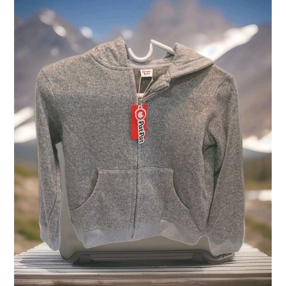 Gray Youth Zip Up Hoodie, Brand PatPat Youth Clothing. Size 6-7 Y Unisex